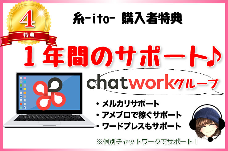 【特典4】1年間の無期限のチャットワークサポート!
